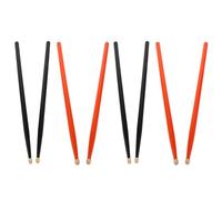TOYANDONA 4 Pairs Maple Wood Drumsticks Set 5A Drum Playing Rods with Wood Tips for Adults Beginners - Orange and Black Rhythm Sticks for Drum Accessories and Practice