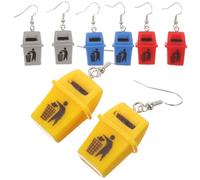 TOYANDONA 4 Pairs Weird Garbage Can Earrings Dangle for Women, Colorful Yellow Red Gray Blue Trash Bin Shaped Funny Earrings Set for Costume and Party Wear
