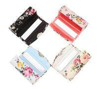 TOYANDONA 4 Pcs Floral Pattern Lipstick Case with Mirror, Cloth Lipstick Organizer and Storage Holder for Travel, Portable Cosmetic Makeup Bag for Women, Multi-Color Set (Black, White, Pink, Blue