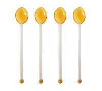 TOYANDONA 4 Pcs Heat-Resistant Long Handle Glass Coffee Spoons Dessert Scoops Yellow Set for Home Cafe Use