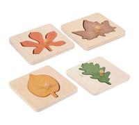 TOYANDONA 4 Pcs Montessori Leaf Puzzle Set: Wooden Fall Leaves Jigsaw Puzzles with Knobs - Fall Toddler Toys for Early Educational Learning, Motor Skills Development(3. 73x0. 39in)