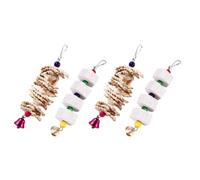 TOYANDONA 4 Pcs Parrot Chewing Set for Pet Birds with Teeth Grinding and Wear Resistance Features Made of Corn Flake, Cuttlefish Bone, and Volcanic Stone, Hanging Bird Plaything for Parrots