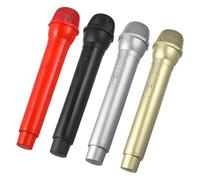 TOYANDONA 4 Pcs Pretend Microphone Props Lightweight Plastic Fake Microphones for Speech Practice and Costume Play Compact Mics in Black Gold Silver Red