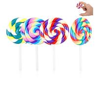 TOYANDONA 4 Pcs Simulation Swirl Lollipop Props - Colorful Polymer Clay Fake Candy Decorations for Photography, Birthday Party, Candy Theme Ornaments, Creative DIY Craft Accessories
