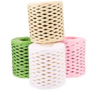 TOYANDONA 4 Rolls Raffia DIY Ribbon Decorative Paper Twine Assorted Color Natural Feeling Versatile Usage for Art Crafts and DIY Projects