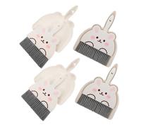 TOYANDONA 4 Sets Mini Dustpan and Tiny Broom with Adorable Rabbit Design Compact Portable Desktop Cleaning for Kitchen Car and Small Space Crumbs Removal