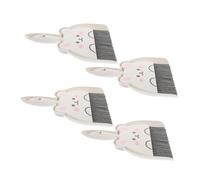 TOYANDONA 4 Sets Mini Table Cleaning Brush with Dustpan Cute Rabbit Design Compact Plastic Desktop Broom for Tight Spaces Portable Sweeper for Kitchen and Office