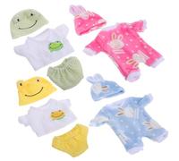 TOYANDONA 4 Sets Realistic Reborn Doll Clothes Rompers for American Dolls Cute Animal-themed Pajamas in Yellow Frog Green Frog Pink and Blue Bunny Plush Outfits Easy Wear