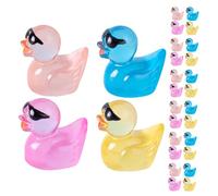 TOYANDONA 40pcs Dark Mini Resin Duck Figurines Small Cartoon Micro Landscape Statues for Garden Car Balcony Decoration DIY Craft Accessories Assorted Yellow Rose Red Blue