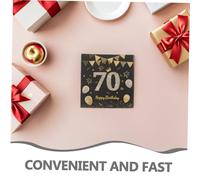 TOYANDONA 40pcs Happy Birthday Paper Napkins Decorative 70th Birthday Party Supplies Party Napkins Black