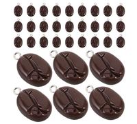 TOYANDONA 40pcs Resin Imitation Coffee Bean Charms with Loop for DIY Jewelry Making Miniature Food Pendants Bulk for Necklace Bracelet Keychain Crafting Realistic Texture Coffee Bead