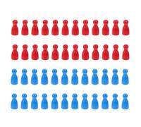 TOYANDONA 48pcs Wooden Board Game Chessman Humanoid Shape Pawn Game Pieces Red Blue for Travel Educational Play Portable