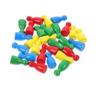 TOYANDONA 48pcs Wooden Human Shape Flight Chess Chessman Red Yellow Blue Educational Board Game Accessories for Logic Training and Family Fun