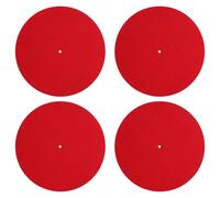 TOYANDONA 4pcs 12-inch (29.5cm) Red Wool Felt Turntable Slipmat for Vinyl Records Non-Slip Retro Music Record Mat Compatible with LP Players Suitable for Home and Studio Use