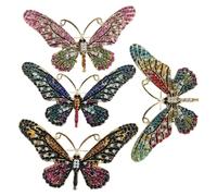 TOYANDONA 4pcs Alloy Butterfly Brooch Lightweight Rhinestone Lapel Pins for Women Wedding Banquet Dress Jackets Corsage Jewelry Accessories