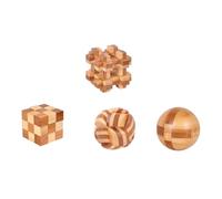 TOYANDONA 4pcs Bamboo Intellectual Puzzle Kongming Lock for Educational Luban Lock Brain Teasers Hand-eye Coordination and Logic Thinking Development Stress Relief and Interaction Games