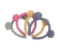 TOYANDONA 4pcs Bear Ear Plush Headbands for Women, Soft Hair Fixing Tool for Face Washing and Skincare, Cute Colored Hairbands in Yellow Green Pink Blue