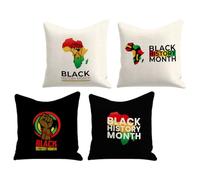 TOYANDONA 4pcs Black History Month Linen Throw Pillow Covers Set, Decorative Soft Sofa Cushion Cases with Appeal to Heaven Flag Pattern, Removable Couch Pillowcase for Living Room and Car