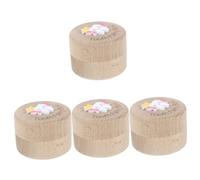 TOYANDONA 4pcs Box Wooden Fairy Tooth Holder Kit for Boys and Girls Teething Toy Weaning Accessory Tooth Storage Box Cute for Born Accessories