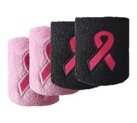 TOYANDONA 4pcs Breast Cancer Awareness Sweat-absorbing Compressed Wristbands with Breathable Supports for Running, Cycling, Fitness - Random Pink Ribbon Sports Wrist Braces Random Color