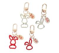 TOYANDONA 4pcs Bunny Keychains Cartoon Rabbit Year Pendants Lovely Wealth Rabbit Bag Charms Decorative Accessories for Car Handbags