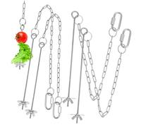 TOYANDONA 4pcs Chicken Veggies Hanging Feeder Chains with Skewer Toy for Pet Chicks and Hens, Sturdy Metal Coop Accessories for Enrichment Feeding of Fruits and Vegetables