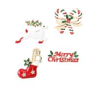 TOYANDONA 4pcs Christmas Elk Brooch Pin Set Cartoon Enamel Brooches Women Accessories Xmas Tree Decoration Pins for Holiday Outfit