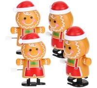TOYANDONA 4pcs Christmas Wind Up Toys, Wind Up Gingerbread Man Toys, Christmas Stocking Stuffer for Party Favors, Xmas Tabletop Decor, Xmas Goody Bag Filler