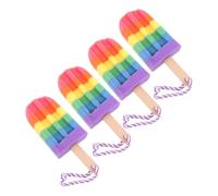 TOYANDONA 4pcs Colorful Ice Cream Novelty Body Exfoliator Sponges Shower Scrubber for Men Women Bathing and Back Cleaning Fun Bath Accessories
