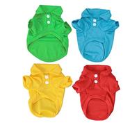 TOYANDONA 4PCS Cotton Pet Dog T Shirts Summer Short Sleeve Outfits for Small Dogs Xs Red and Green Breathable and Comfy Design for Your Puppy