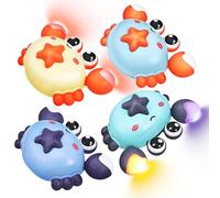TOYANDONA 4pcs Crawling Crab Baby Toy, Infant Tummy Time Toys for Newborn Babies 3-6 6-12 Month, Light-Up Walking Dancing Moving Crab, Sensory Development Toy (4 Colors)
