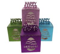 TOYANDONA 4pcs Easter Treat Boxes, Easter Egg Candy Boxes for Goodie Cookies and Party Favors, Paper Cardboard Containers for Wedding, Birthday & Holiday