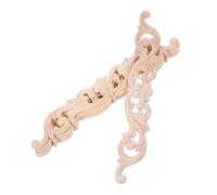 TOYANDONA 4Pcs European Style Wood Carved Appliques Onlays, Solid Wood Floral Corner Decorations 20X3.5X0.8Cm, Unpainted Vintage Furniture Ornament for Wall Door Cabinet DIY Home Décor