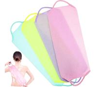 TOYANDONA 4pcs Exfoliating Back Scrubber Towels Set, Stretchable Body Washcloths for Shower, Back Washer Soft Texture, Bath Exfoliating Towels for Men and Women