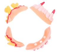 TOYANDONA 4pcs Fake Dentures Funny Ugly Teeth Props for Halloween Parties Cosplay and April Fool Material for Scary Costumes and Practical Jokes