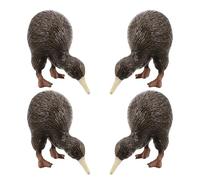TOYANDONA 4pcs Feathered Kiwi Bird Figurines, Miniature Resin Animal Models for Early Learning and Indoor Garden Decor