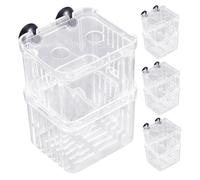 TOYANDONA 4pcs Floating Fish Hatchery Breeding Box Double Layer Isolation for Aquarium Tank Betta Shrimp Guppy Fry Nursery Incubator Transparent Self-floating Design