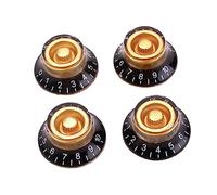 TOYANDONA 4pcs Fly Disc Yellow Black Knobs White Words Volume Tone Control Knobs for Electric Guitar Replacement Parts