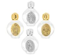 TOYANDONA 4Pcs Glass Holy Water Bottles with Metal Finish Multi-functional Empty Perfume and Blessing Containers for Church Wedding Decorations Leakproof Design