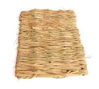 TOYANDONA 4pcs Hand Woven Straw Grass Mat for Small Pets Rabbit and Bird, Rectangular Breathable Dry Grass Mat for Rest and Relax outside Cage