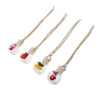 TOYANDONA 4Pcs Hanging Car Air Freshener Diffuser Bottles Glass Empty Essential Oil Vials Aromatherapy Scent Pendant Car Interior Decoration Christmas Themed