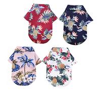 TOYANDONA 4pcs Hawaiian Dog Shirt Summer Breathable Puppy Costume Polyester Pet Clothes for Xl Dogs in Navy White Pink Burgundy