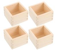 TOYANDONA 4pcs Japanese Square Wooden Sake Cup Set with Storage Box, Natural Wood Material Traditional Sake Box for Home Use and Sushi Parties