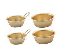 TOYANDONA 4Pcs Korean Restaurant Wine Bowls with Handles Golden Aluminum Soup and Rice Bowls for Hot Cold Drinks Tableware for Camping Picnic Dinner Parties Serving Sauces and Appetizers