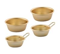 TOYANDONA 4Pcs Korean Style Aluminum Rice Bowls with Handles Yellow Food-Safe Bowls for Serving Makgeolli Sauces and Appetizers Odorless Non-Stick Tableware
