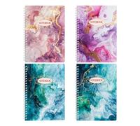 TOYANDONA 4pcs Marble Spiral Notepads A5 Paper Writing Pads for Notes | College Ruled Pages, Sturdy Coil Binding, for Teachers, Teen, Office the Go Use