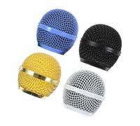 TOYANDONA 4pcs Metal Mesh Microphone Grill Replacement Heads with Noise Reduction Easy Installation Covers for Singers Bands and Public Speakers Black Gold Sky White