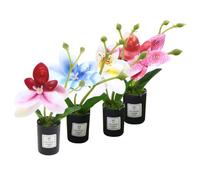 TOYANDONA 4pcs Mini Artificial Phalaenopsis Orchid Potted Plants Set, Realistic Faux Butterfly Orchid Flowers for Home Office Table Centerpiece Decoration