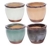 TOYANDONA 4pcs Mini Ceramic Succulent Plant Pots for Small Plants and Cacti, Compact and Eye-catching Design, for Home and Windowsills with Unique Style and Natural Beauty