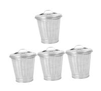 TOYANDONA 4Pcs Mini Desktop Trash Can with Lid Garbage Bin for Home Office Bedroom Table Multifunctional Small Waste Holder and Flowerpot Storage Container